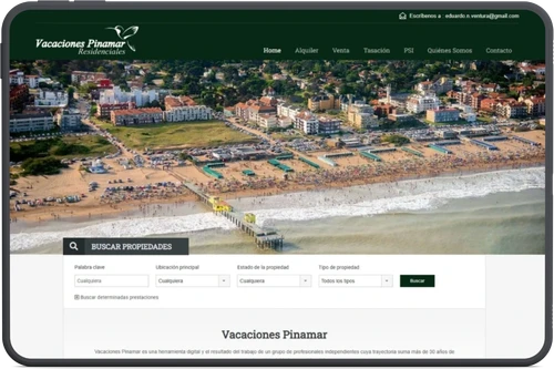 Sitio inmobiliario Vacaciones en Pinamar